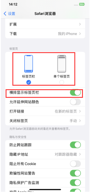 江南苹果手机维修分享Safari浏览器如何切换标签栏位置 