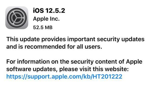 江南苹果手机维修分享iOS12.5.2发布，建议所有老苹果用户安装 
